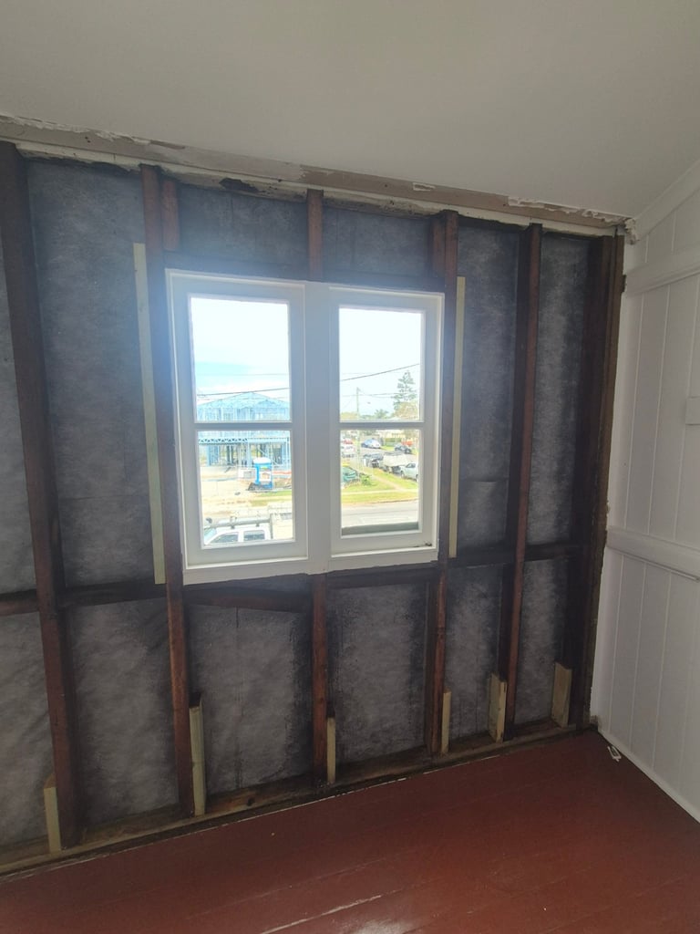 Window reveals in a Deagon home after asbestos sheeting was removed as part of a full room strip-out